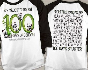 Teacher shirt - 100 Days of school - panda hundred days smarter personalized unisex raglan shirt MSCL-120-r