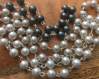 Glass pearls wire wrapped necklace