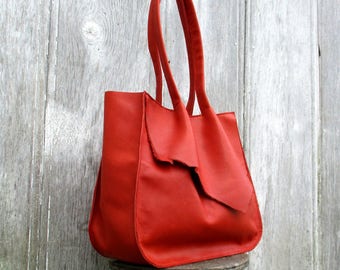 Handmade Red Leather Tote Bag by Stacy Leigh