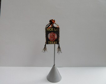 Miniature Halloween Sign for the Wall or Door With Pumpkins and Silk Bow Ooak