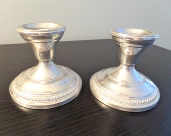 Vintage Sterling Silver Candleholders Candlestick Holders by Hamilton Set of 2
