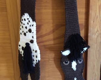 Crochet Brown and White Appaloosa Horse Scarf 53" long