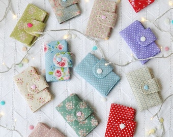 Fabric credit card holder, business card holder, gift card holder, shabby chic card holder, Christmas gift (MANY COLORS AVAILABLE)