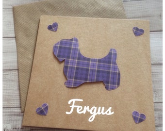 Fergus the Scottie Dog Tartan Card - Scottish - Scotland - Tartan - UK Free Postage