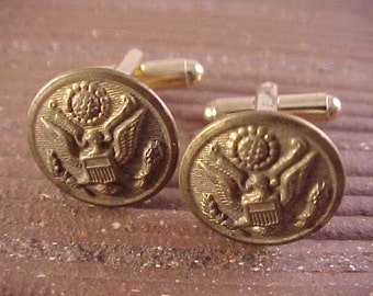 Vintage Military Uniform Button Cuff Links