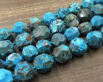 Facted Blue Ocean Jasper Beads Large ea Sediment Jasper Nugget Ball Beads Freeform Gemstone Beads Supplies 19-25*18-23mm 15.5" strand