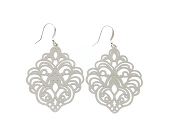 Silver filigree earrings.