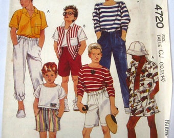 Easy Sew Boys Camp Shirt, Top, Pants and Shorts Sizes 10 12 14 McCalls Pattern 4720 UNCUT