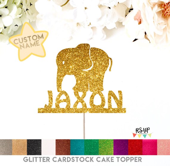 Baby Elephant Cake Topper Custom Name Elephant Cake Topper