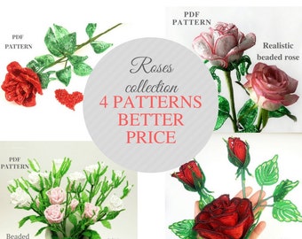 Beading Tutorials and Patterns Beaded Flowers Pattern Beaded Rose Pattern Flowers Tutorial Bead Patterns Wire Wrapping Tutorial PDF Pattern