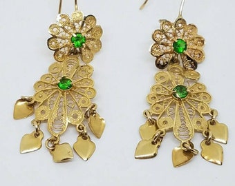 14k solid gold earrings with peridot