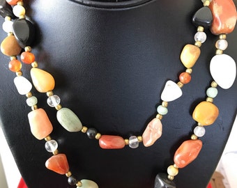 Stone bead necklace | Etsy
