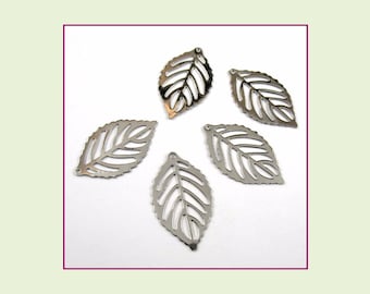 Stainless Steel Leaf Charm - Lot of 5