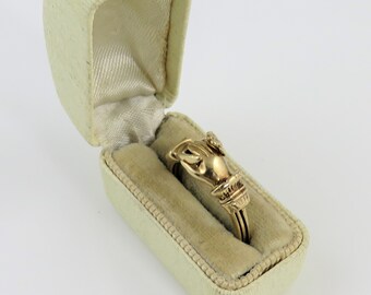 Antique 9k Estate Fede Gimmel Lovers Betrothal Diamond Wedding Ring W Box.