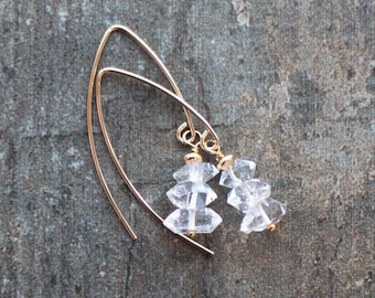 Herkimer Diamond Earrings in Silver or Gold, April Birthstone, Gemstone Dangle Earrings, Handmade Jewellery, Crystal Quartz Jewelry