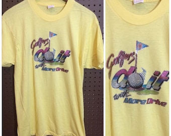 1970s "Golfers Do It With More Drive" Shirt Vintage Men's Medium / Women's Large Iron-on Transfer