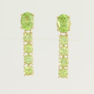 Peridot Drop Earrings - 14k Yellow Gold August Pierced 3.34ctw N526