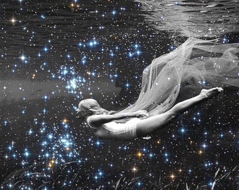 Vintage GLITTER ART Print 12X12 'Sea of Stars'