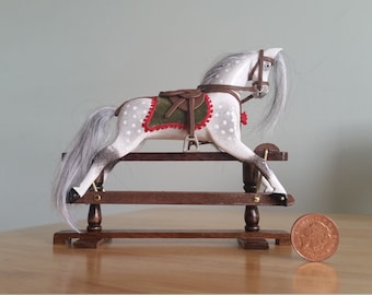 Handmade miniature dolls house rocking horse 1.12 scale