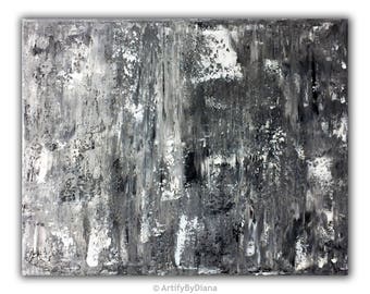 Original Abstract Painting, Acrylic Painting on Canvas, Gray Black White Painting, Modern Wall Art, Contemporary Painting, Modern Home Decor