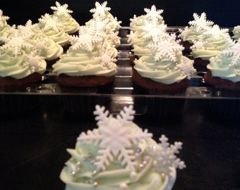 Snowflake Fondant Cupcake Toppers - 12