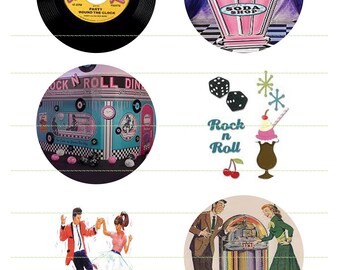 50s-60s Rock And Roll Images Instant Download Juke Box Printable 50s Music Printable Sock Hop Scrapbook Cupcake Topper Non Eatable Cake Deco