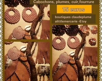 Set 12 customisations Cabochons leather fur items