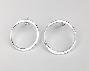 Silver Hoop Studs - Open Circle Stud Earrings - Circle Post Earrings - Silver Stud Earrings - Sterling Silver Studs - Everyday Jewelry