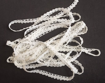Handmade White Crocheted Lace Trim, Vintage, Over 6 Yards