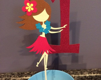 Luau Hula Girl with Age Cake Topper