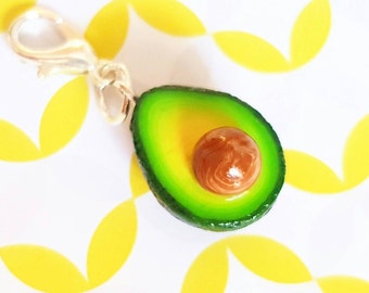 Handmade Avocado Charm - Polymer Clay Food Avocado Charm - Miniature Food Jewelry Avocado