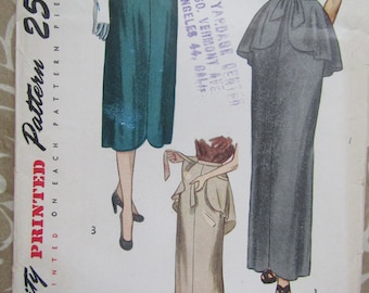1947 Ladies SIMPLICITY Daytime and Evening SKIRT Pattern With Detachable Peplum
