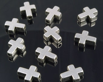 Cross Beads Silver Plated Pewter 14mm x 12mm - 8 Pieces