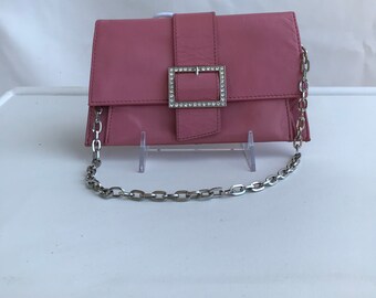 Pink Clutch Purse Kenneth Cole Reaction Rhinestone Buckle