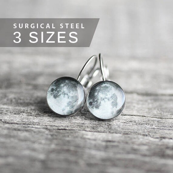 Full Moon earring Surgical steel earring leverback