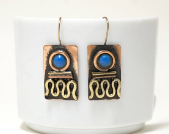 Rustic Earrings, Metalwork Earrings, Copper Earrings, Dangle earrings, Artisan Earrings, Copper Jewelry, Boho Earrings, Bohemian Earrings