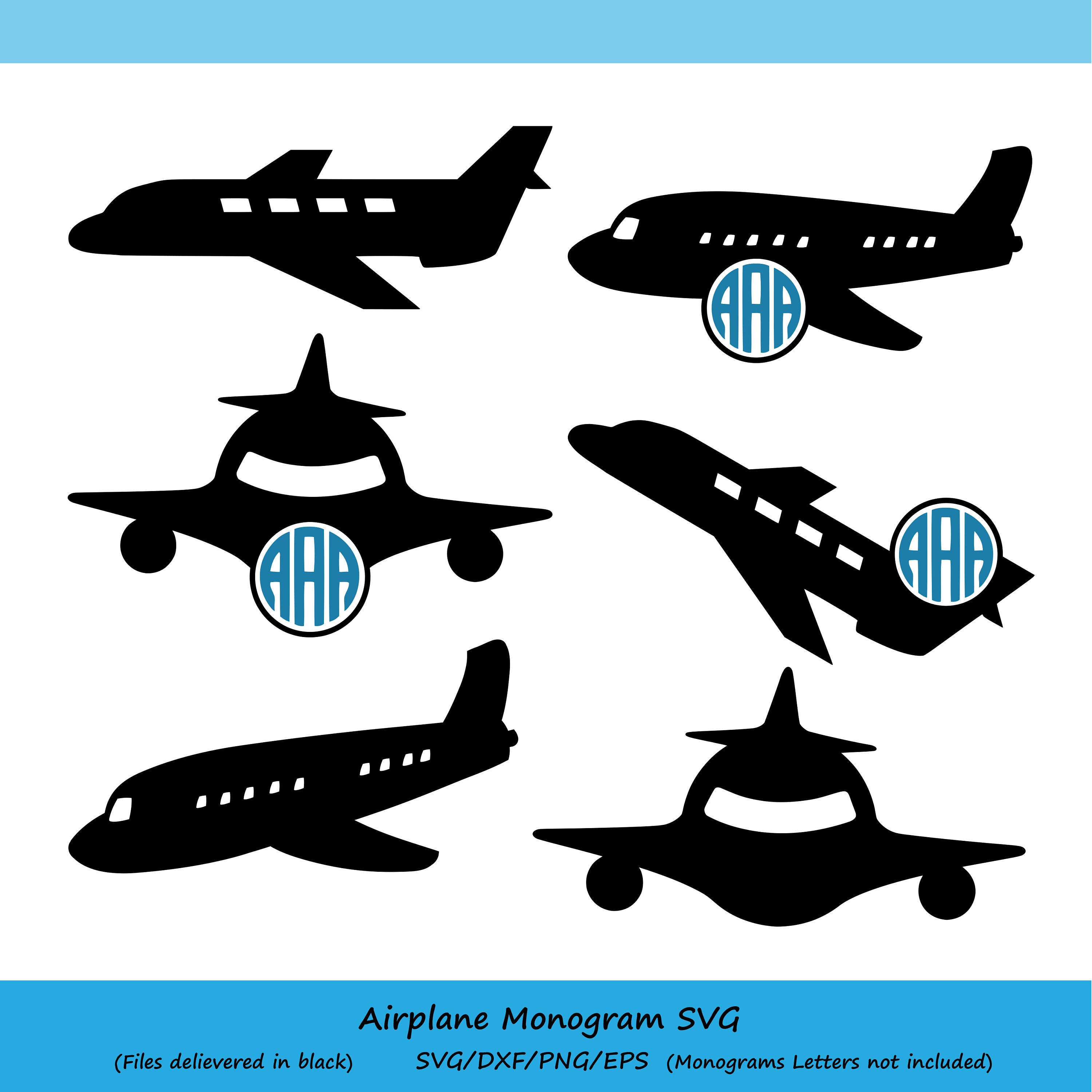 Download Airplane Svg Monogram frame cut Files plane silhouette