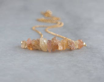 Topaz Necklace, Raw Crystal Necklace, Gift for Her, Raw Stone Necklace, Topaz Jewelry, Imperial Topaz Necklace, November Birthstone Jewelry