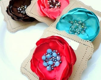 PICK 1 Large Silk Fabric Flower Brooch, Handmade Floral Brooches Unique Handmade Christmas Gifts for Women, Crafty Artsy Woman, Colorful