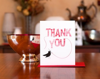 Sew Many Thanks - Bird with Needle & Thread Set of 10 Thank You Cards