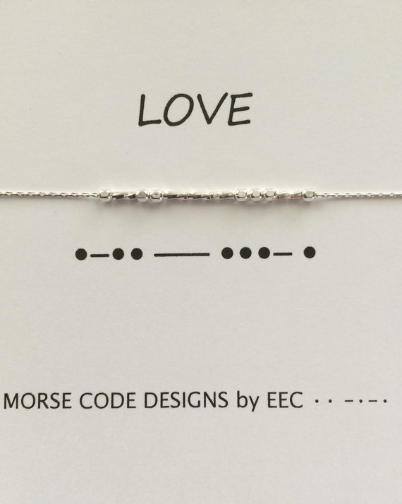 LOVE Morse Code Necklace in Sterling Silver or 14k Gold Filled