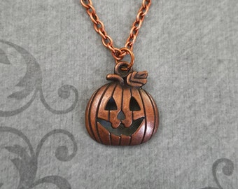 Jack-O-Lantern Necklace SMALL Jack O Lantern Necklace Pumpkin Necklace Pumpkin Jewelry Halloween Necklace Halloween Jewelry Charm Necklace