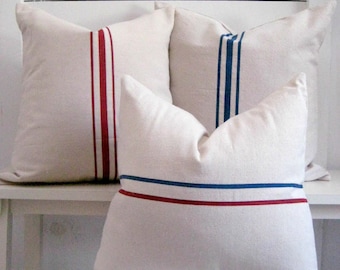 Grain sack pillow / Nautical Pillow / farmhouse decor / farmhouse Pillow / Black Pillows / Lakehouse decor / Beach Pillow