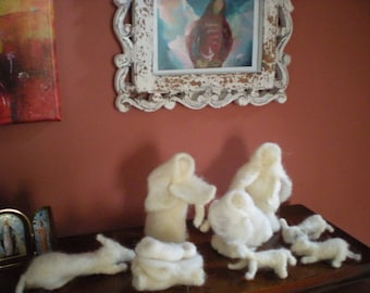 Needle felted Nativity Scene