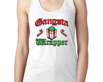 Gangsta Wrapper Xmas Women Tops Next Level Racerback Tank Top