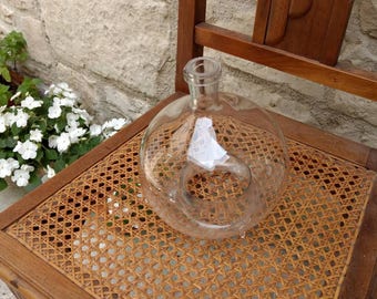 Unique hand blown French antique / vintage glass wasp / fly bottle trap artisan made.