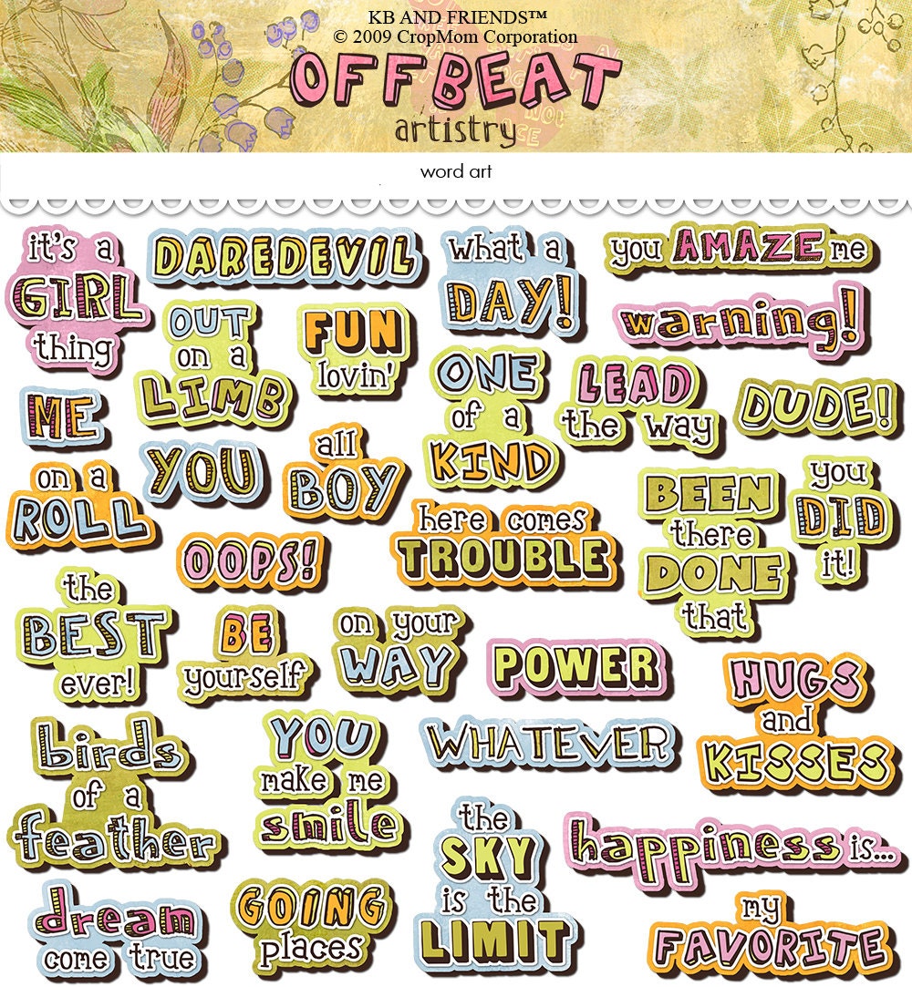 Digital whimsical word art / instant download / printable