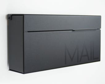 Black Modern and contemporary mailbox LOUIS B, Modern Mailbox, Wall Mounted mailbox - contemporary - black #147b