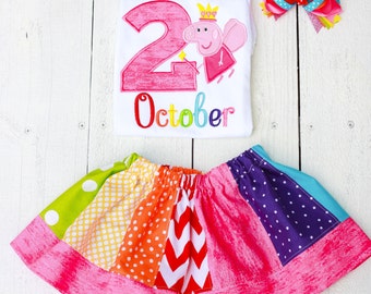 Peppa Pig Rainbow Birthday Outfit Personalized rainbow