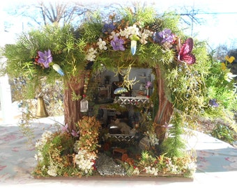 Willow Bloome,Handmade,Hand Sculpted,Fairy Garden,Fae,Faerie,Mary's Forest Woodland Cottage Dollhouse,One of A Kind,Shipping Included